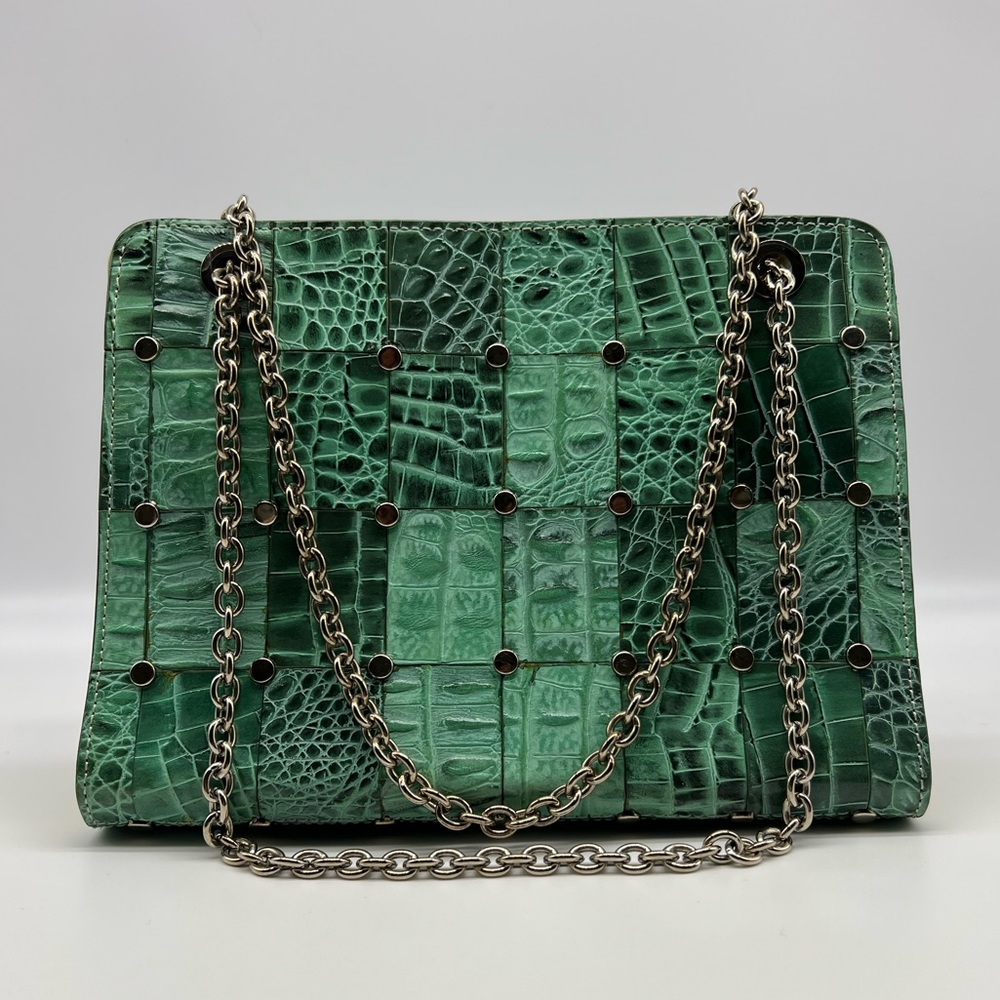 Emanuel Ungaro Croc Silver Drop Chain Bag Vintage Shoulder Bag